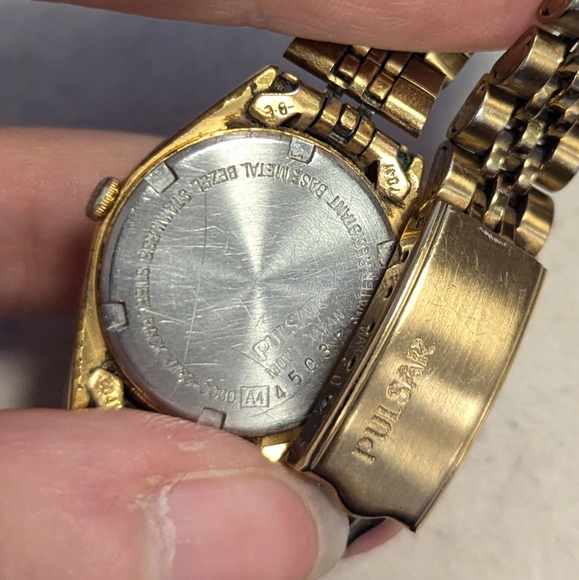 WORKING Vintage Pulsar V783-0030 Gold Presidential Day/Date Women's Watch Green - Picture 4 of 4